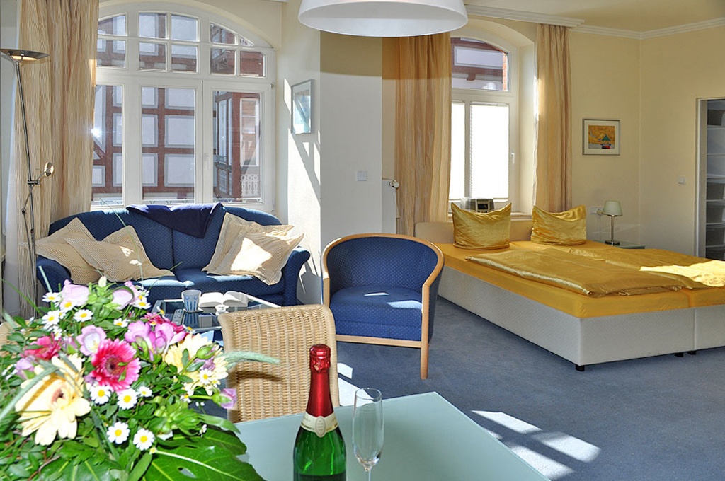 Chices Appartement Kleine Krabbe in der Villa Glückspilz mit Meerblick in Binz auf Rügen